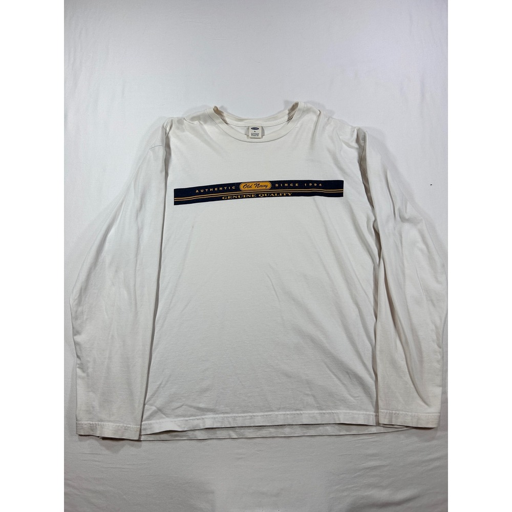Old Navy Mens XL Long Sleeve Graphic T-Shirt White Cotton Authentic 1994 Logo